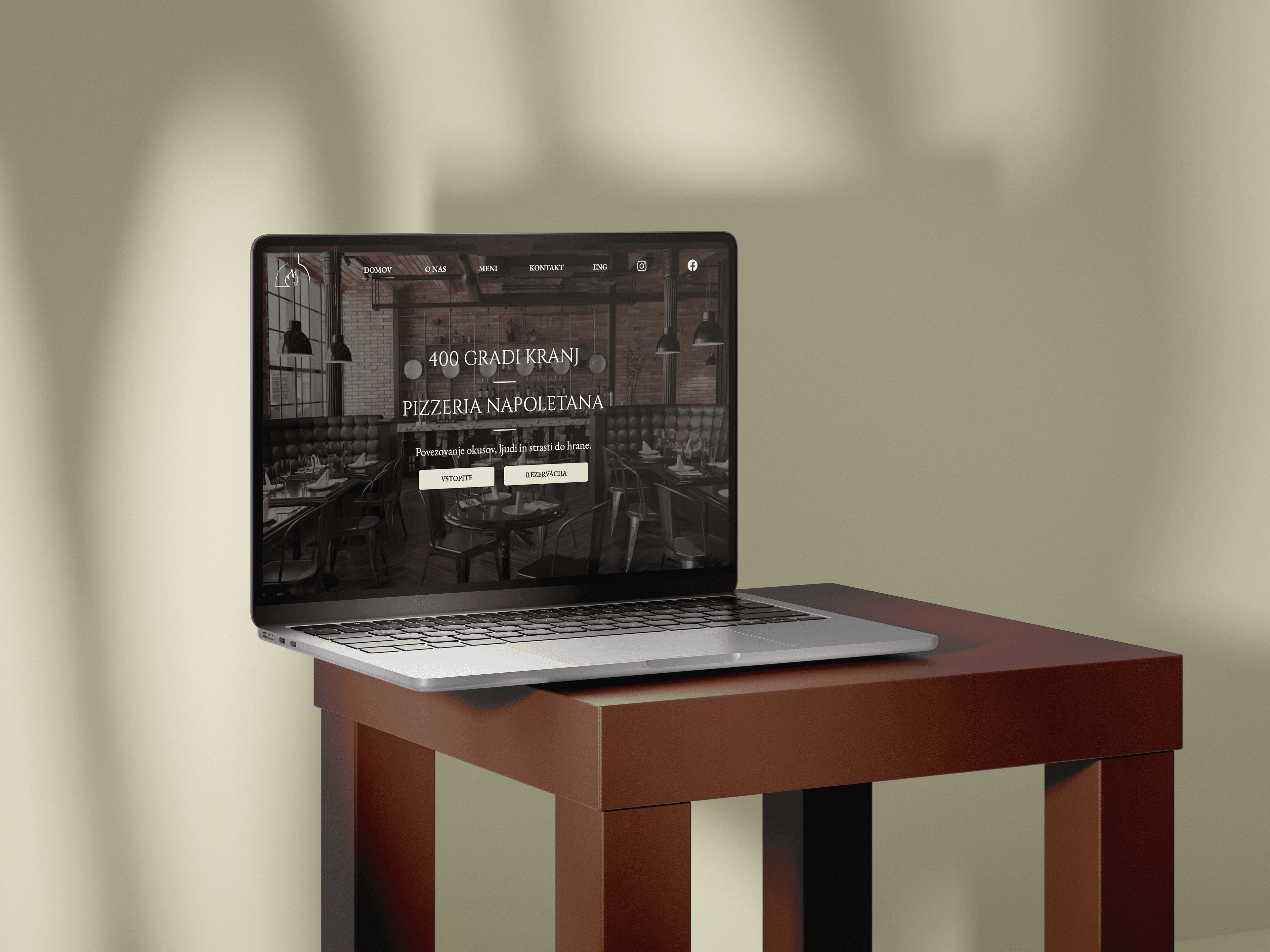 Restaurant website mockup on a MacBook